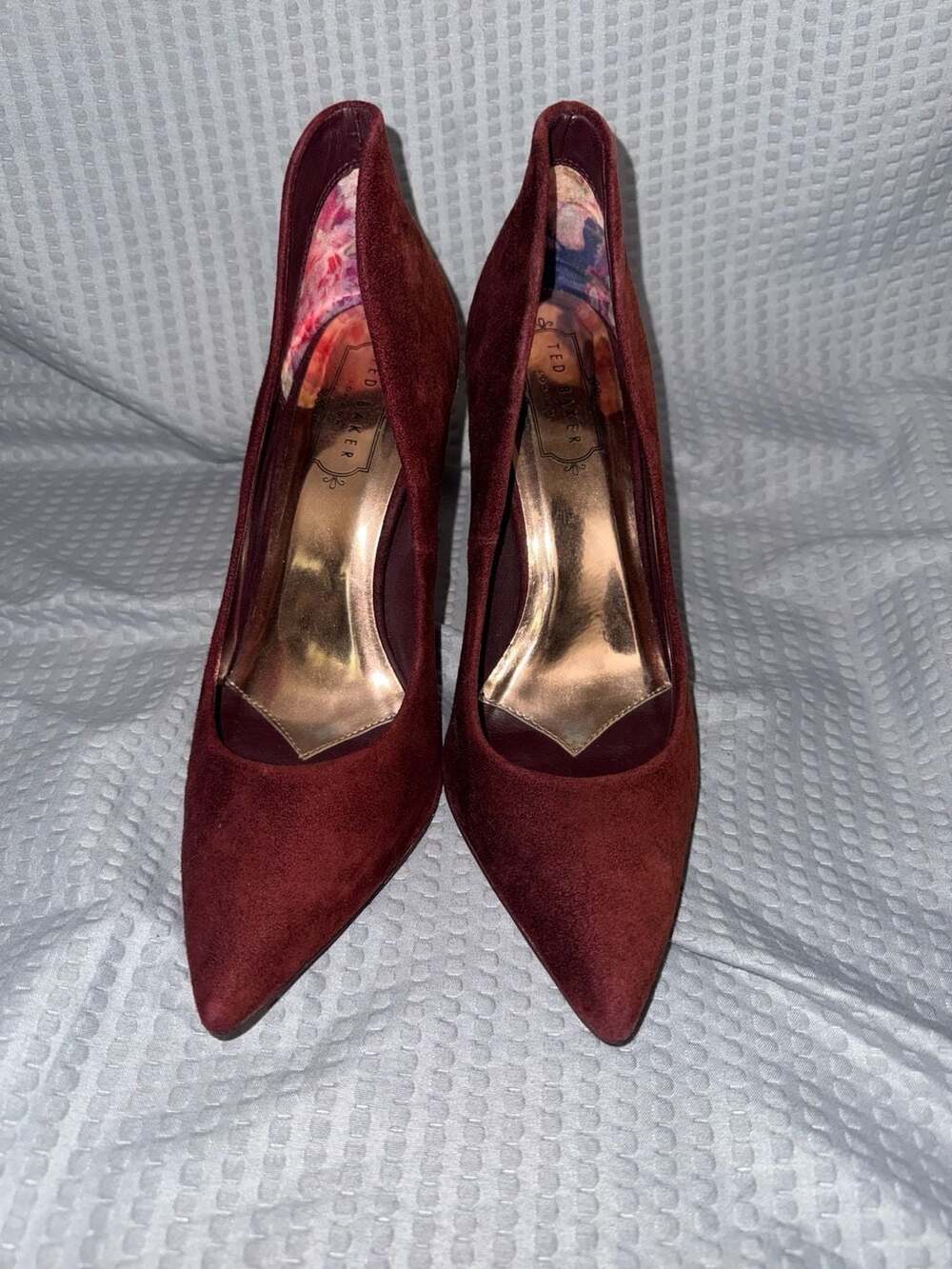 Ted Baker London Issan Dark Red Suede Pointed Toe Pumps